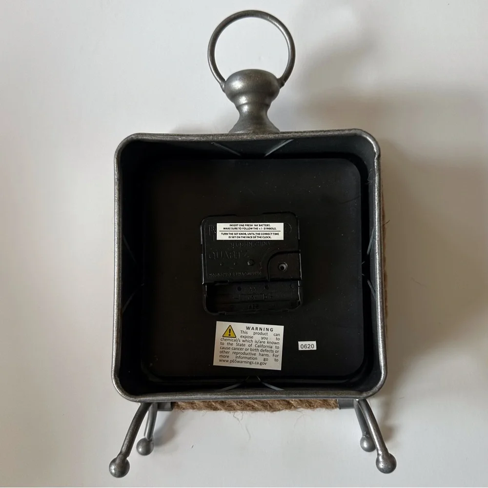 Farmhouse style analog desktop clock rope trim battery operated‎
